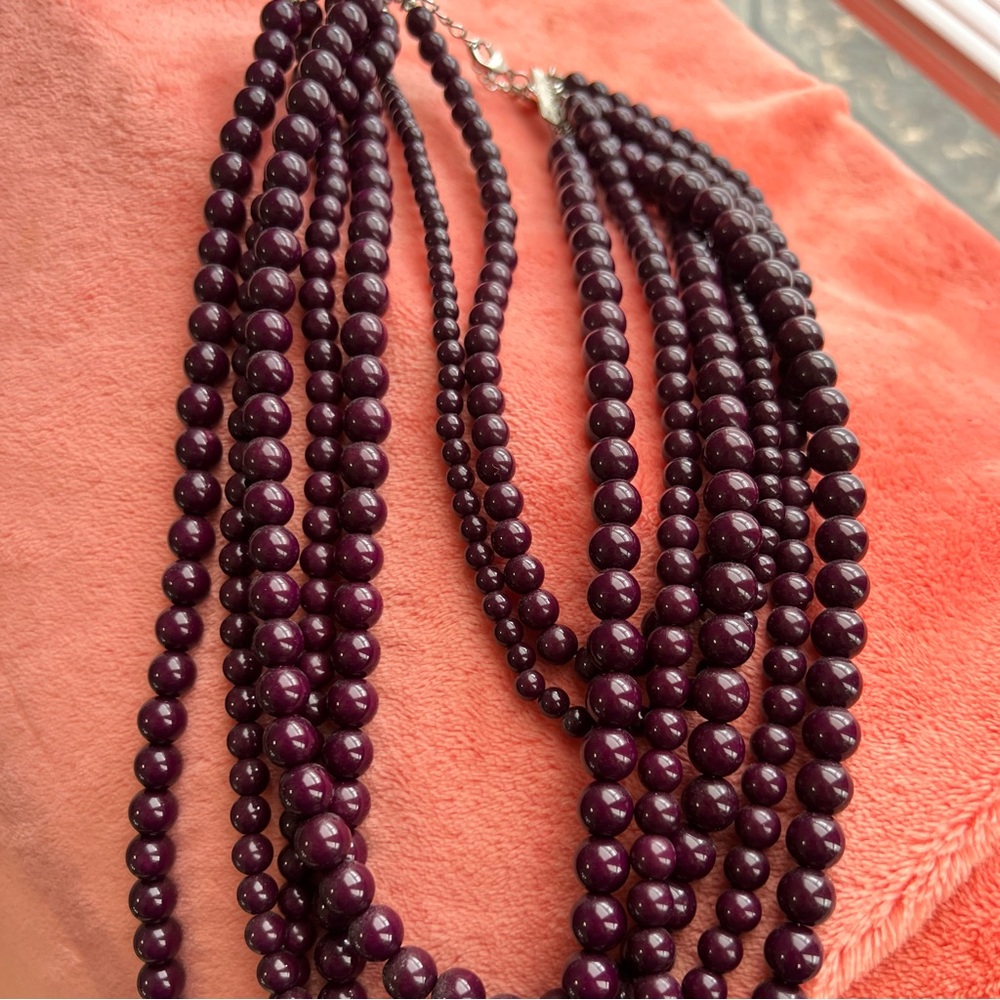 Charming Charlie Elegant Purple Multi Strand Beaded Necklace - Picture 4 of 9